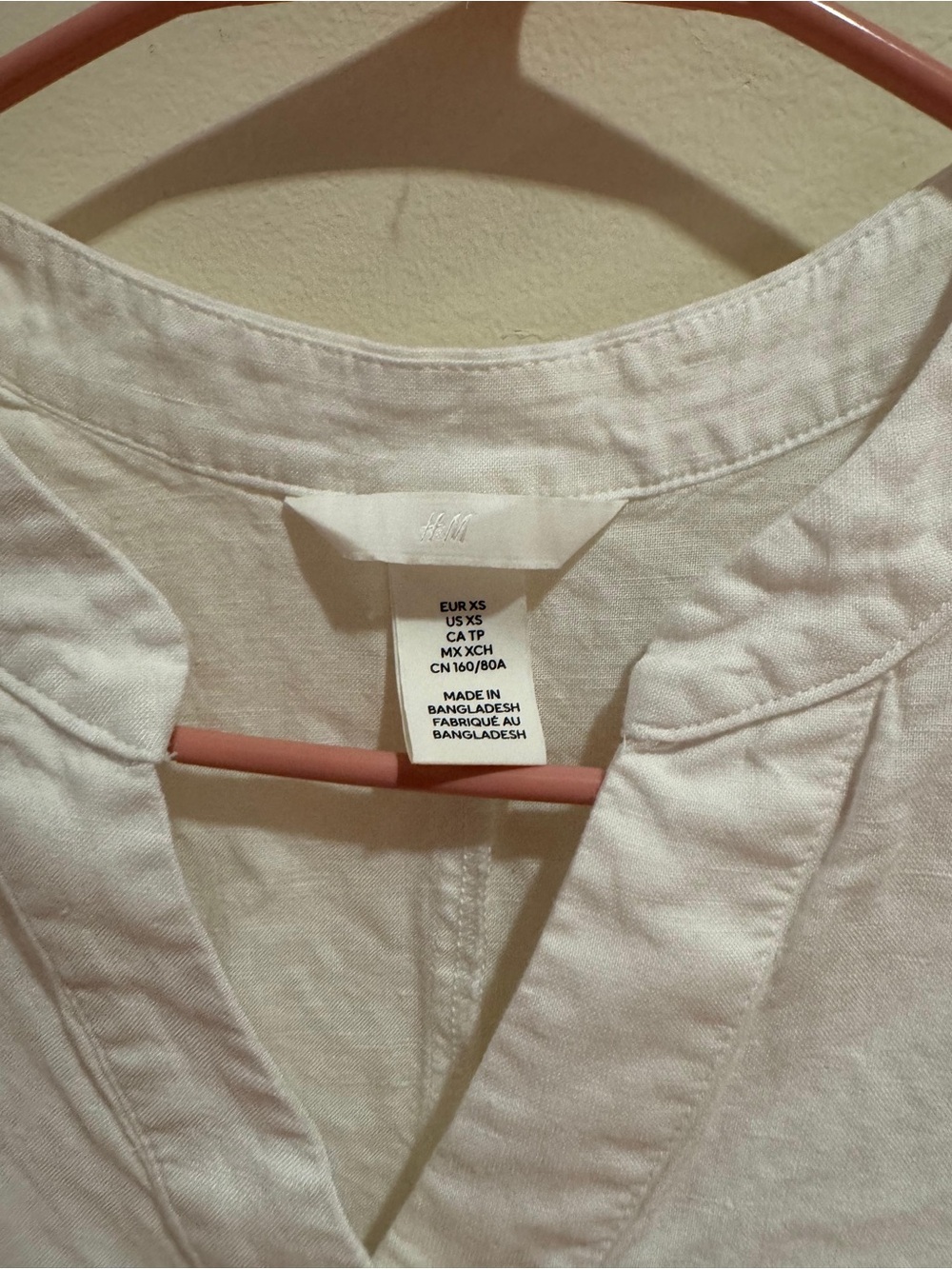 H&M White Split-Neck Linen Top - Picture 3 of 5
